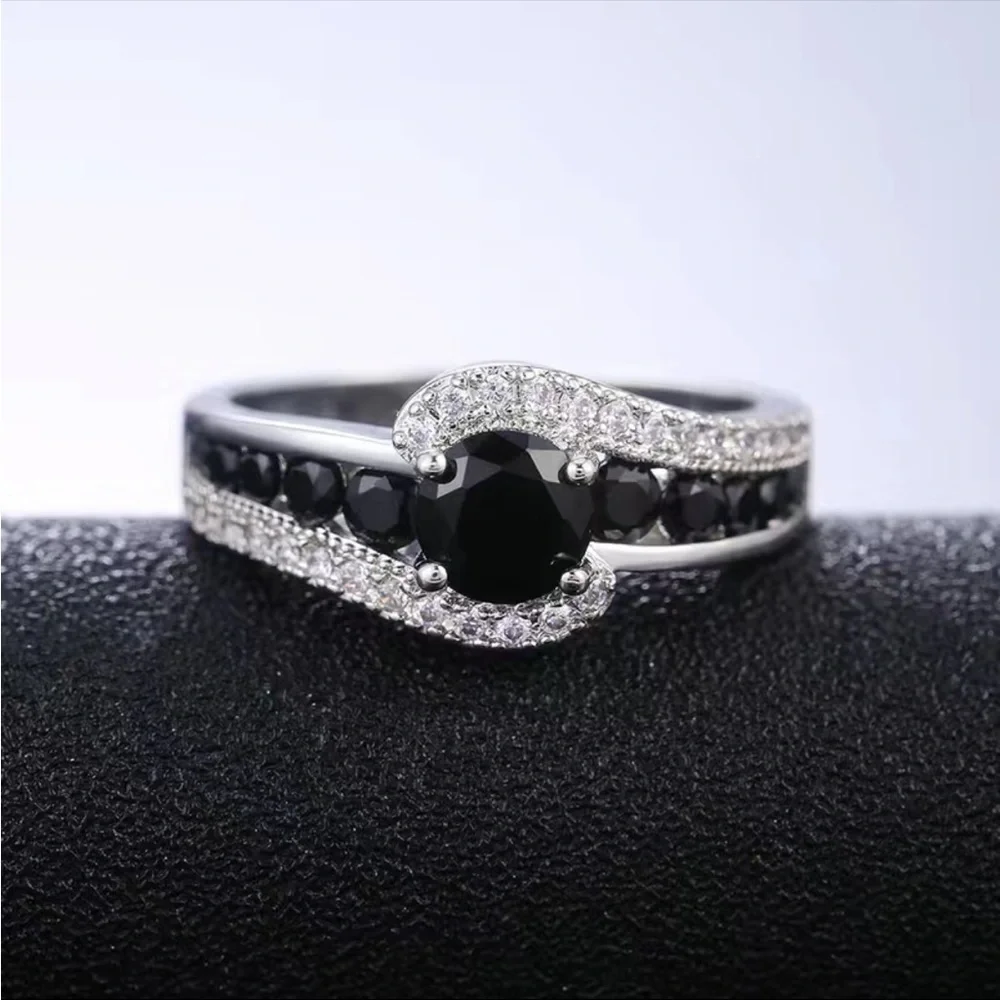 New 925 Silver Dazzling Black Sapphire Delicate Top Quality Ring - Picture 6 of 7